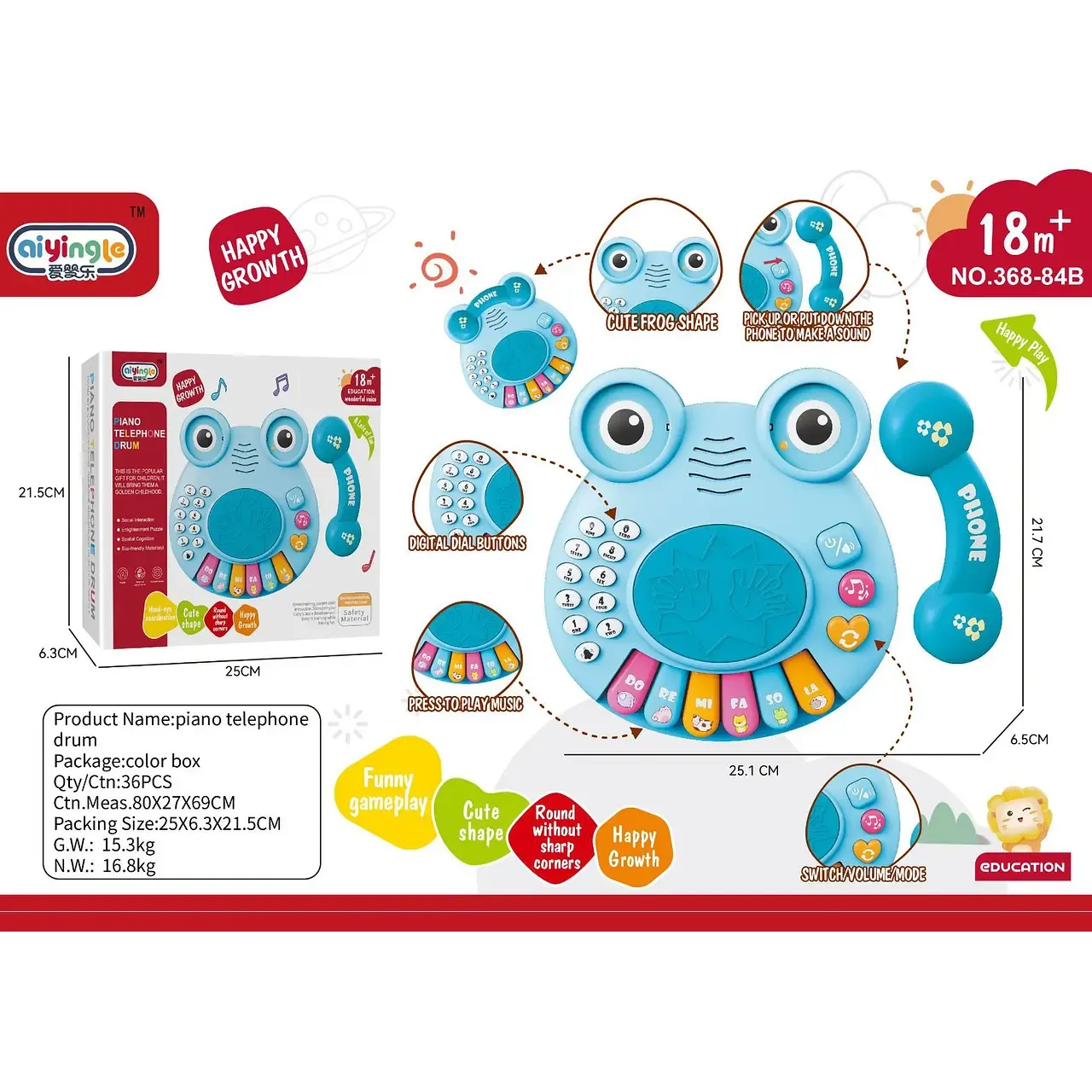 Juguete Estimulación Didáctico Con Luz Diseño Teléfono